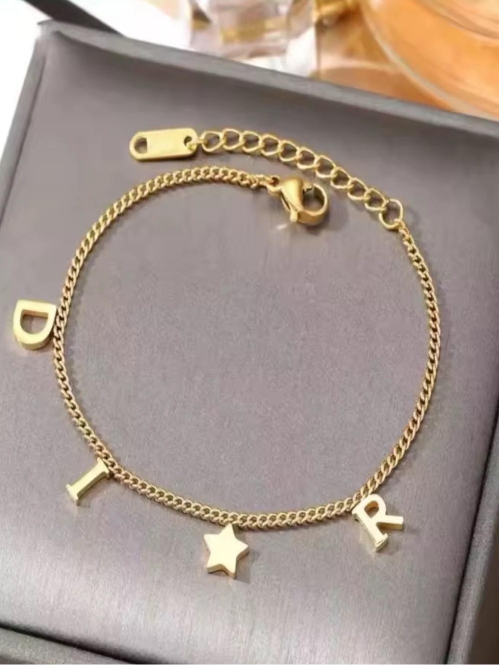 Nordstrom Gold Letter & Star Charm Chain Bracelet
